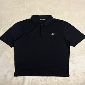 Travis Mathew Performance Polo Men's M Golf Panda Minimalist Black & White